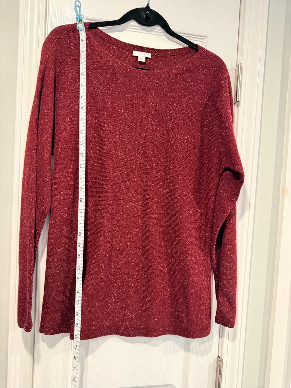 J.Jill Size S Silk Cotton Blend Burgundy Boatneck Flecked Long Sleeve Sweater - Picture 2 of 9